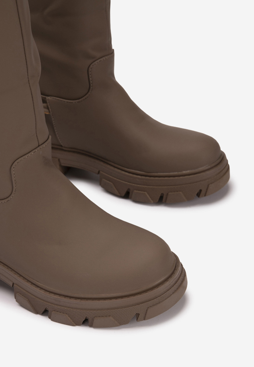 Moniva khaki lapos talpú csizma 