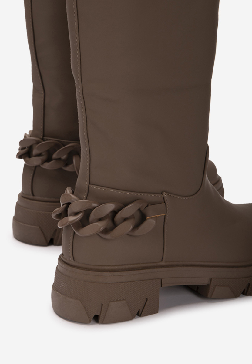 Moniva khaki lapos talpú csizma 