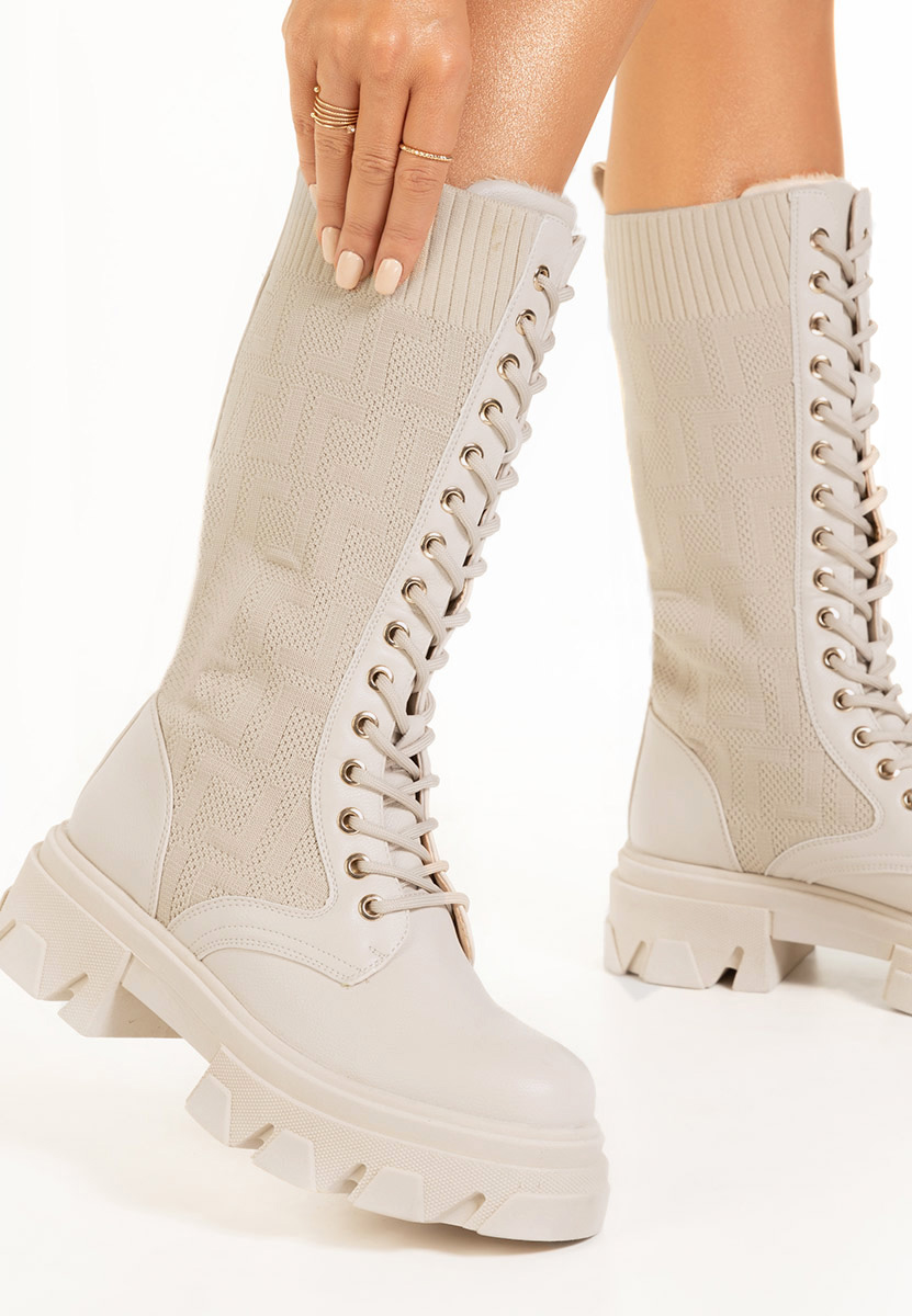 Dorine bézs hosszú szárú bakancs