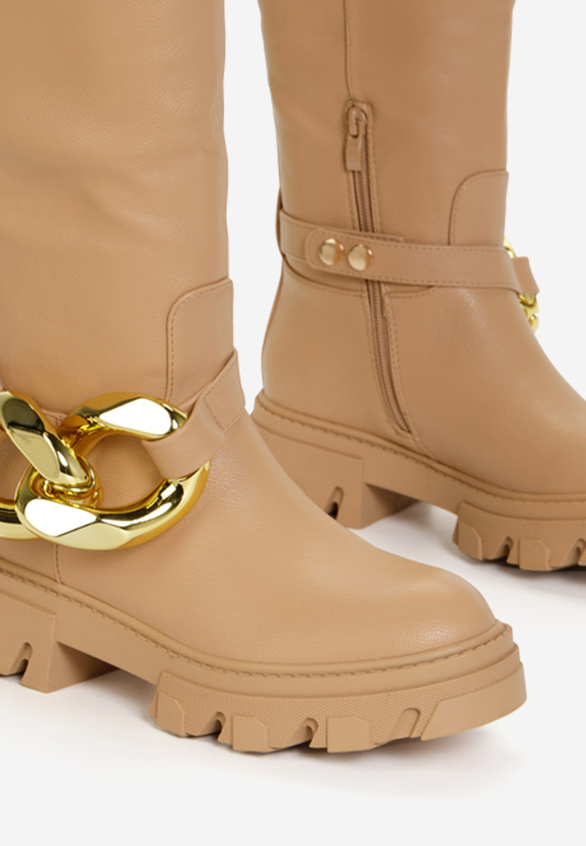 Estrella barna lapos talpú csizma 