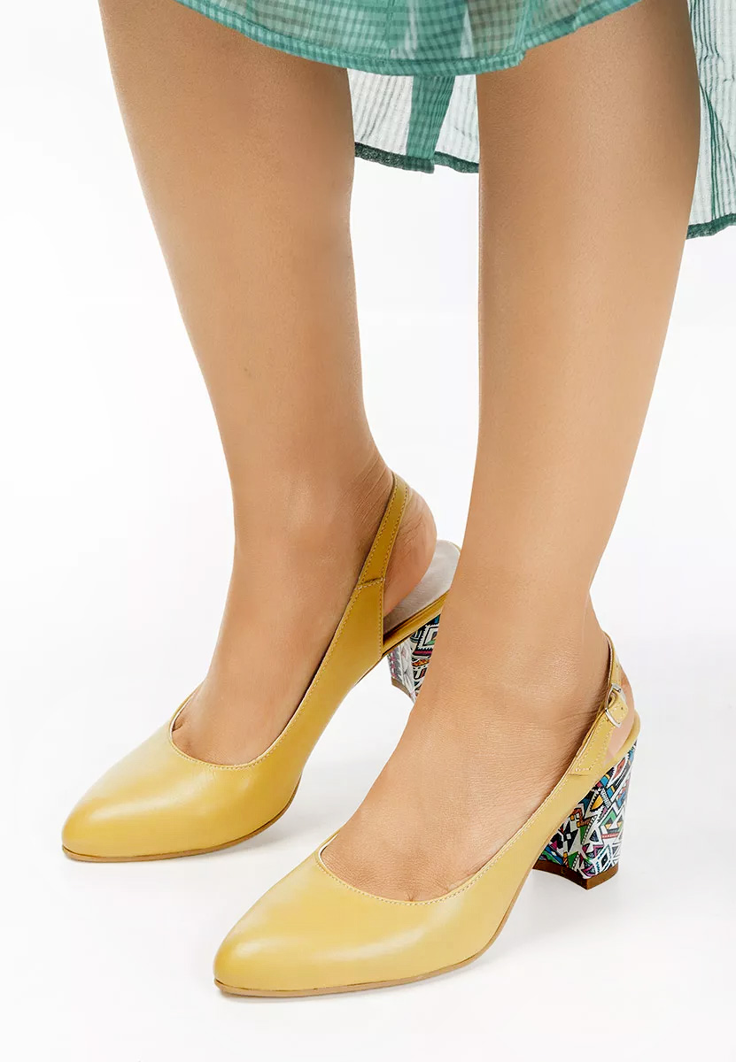 Piele ludiva sárga női cipő