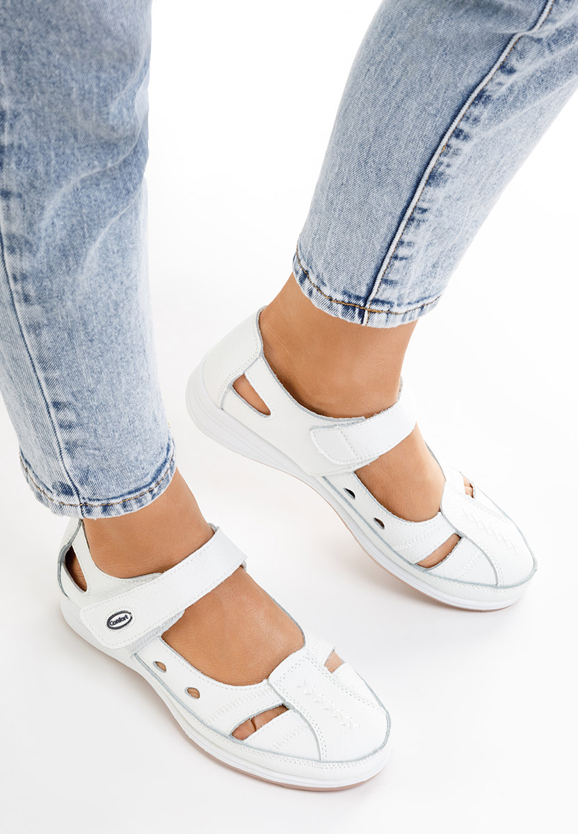 Deby fehér bőr balerina cipő