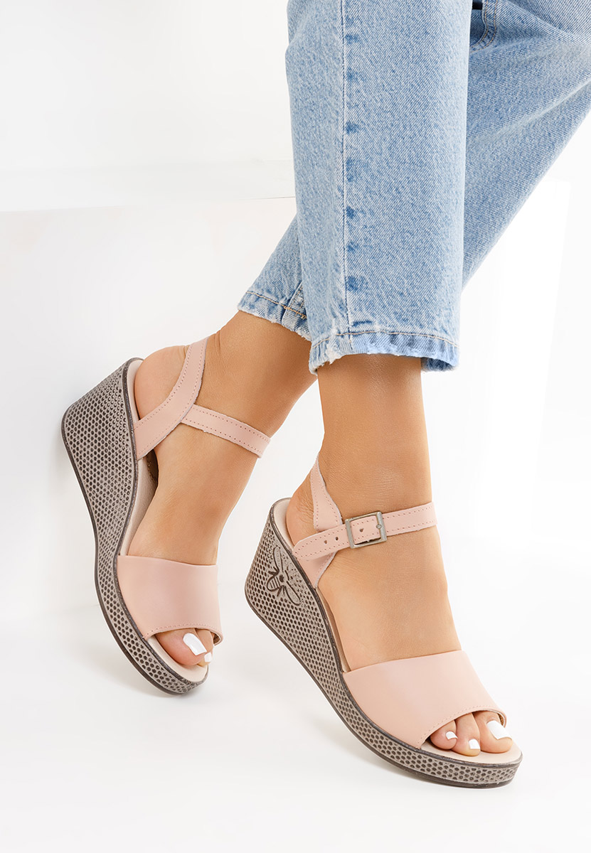 Sivia rózsaszín bőr telitalpú szandál