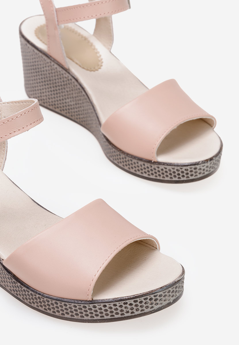 Sivia rózsaszín bőr telitalpú szandál