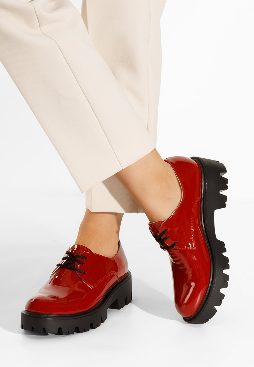 Iruela piros fűzős női cipő