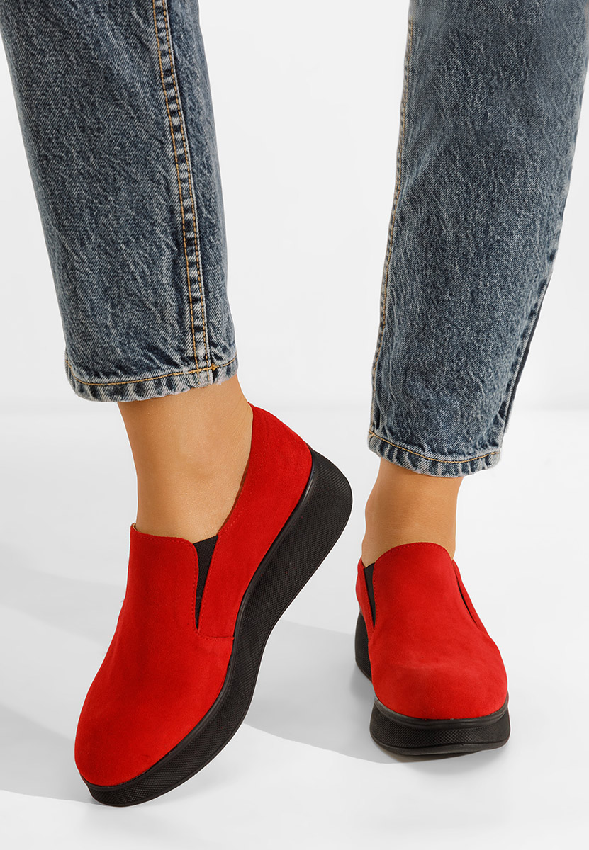 Lancha v2 piros bőr mokaszin