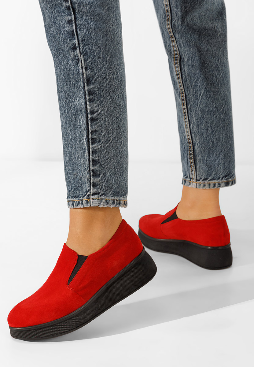 Lancha v2 piros bőr mokaszin