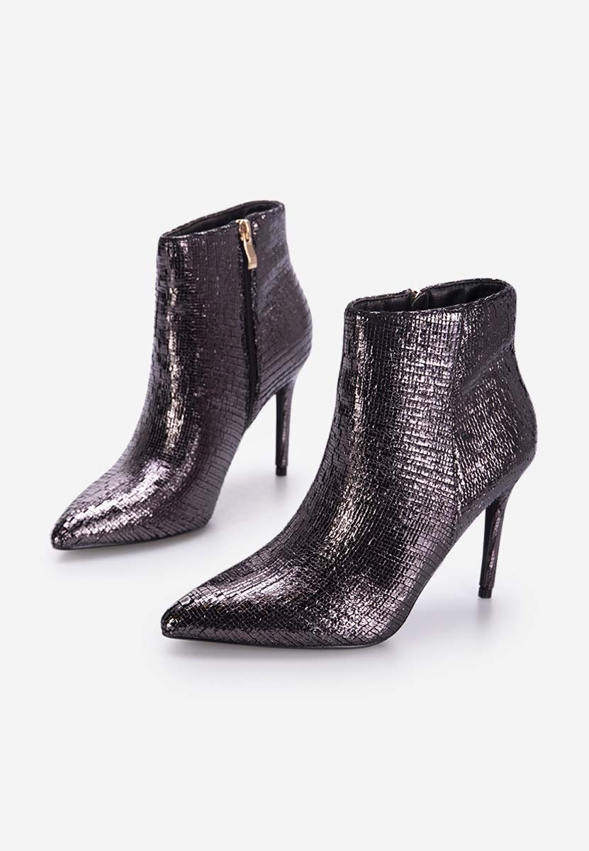 Zarate szürke tűsarkú bokacsizma