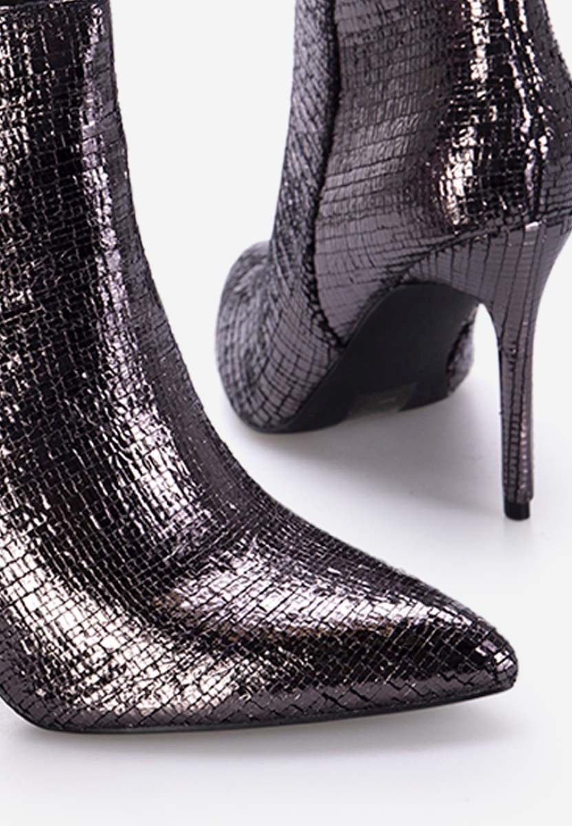 Zarate szürke tűsarkú bokacsizma