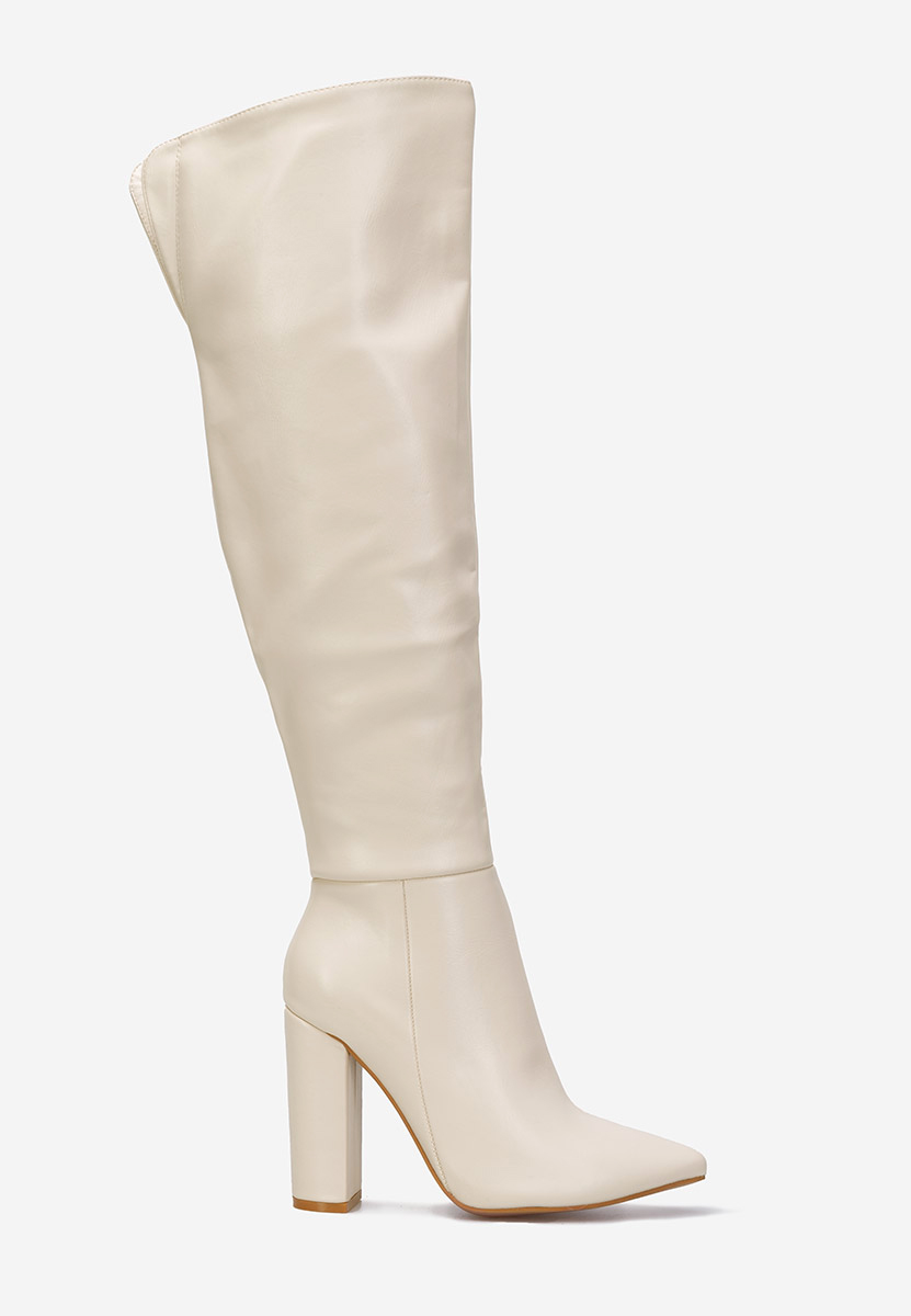 Cailla bézs hosszú szárú magassarkú csizma 