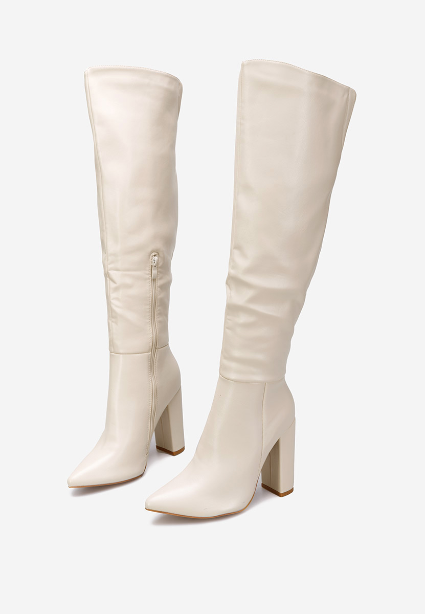 Cailla bézs hosszú szárú magassarkú csizma 