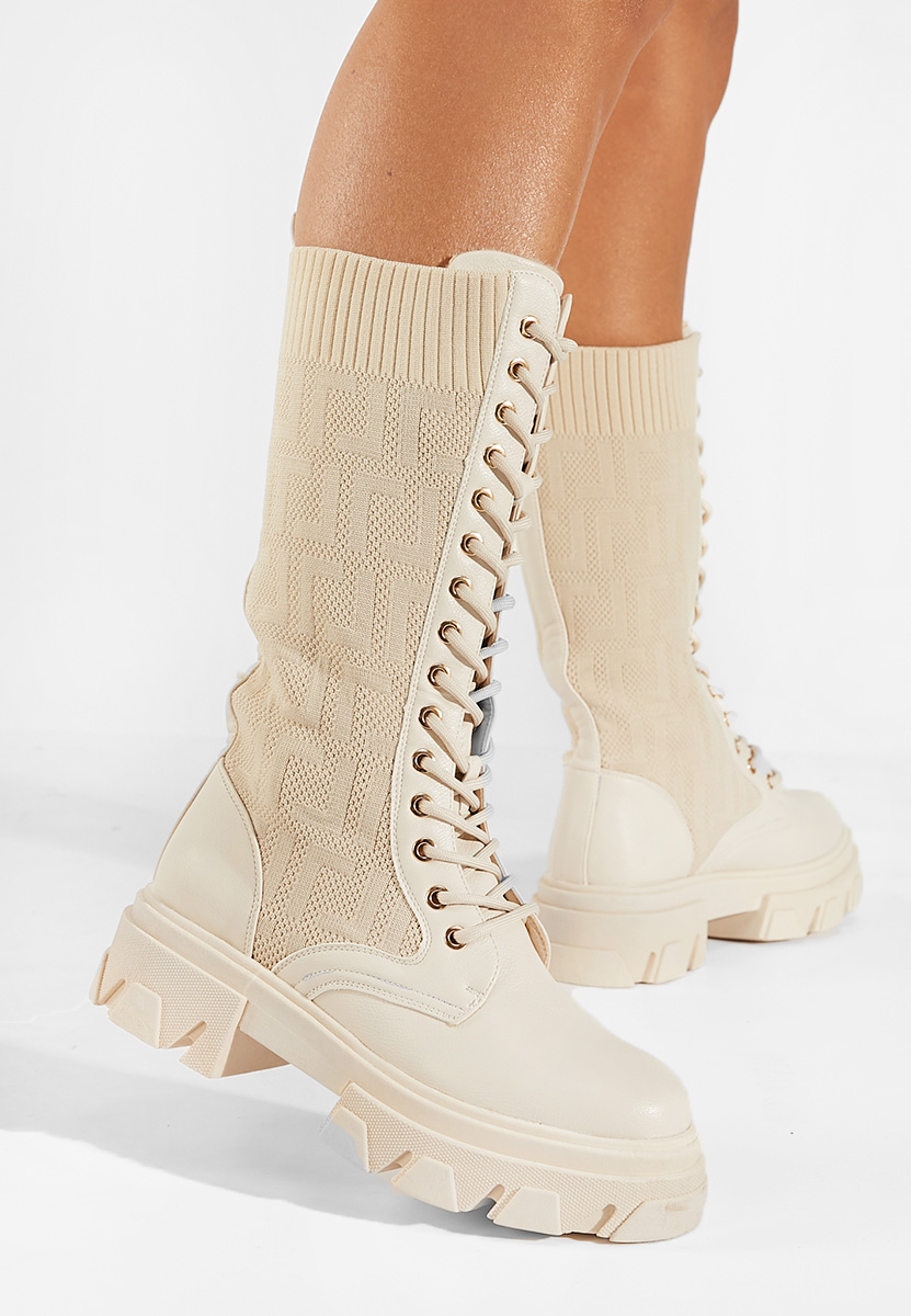 Dorine bézs hosszú szárú bakancs