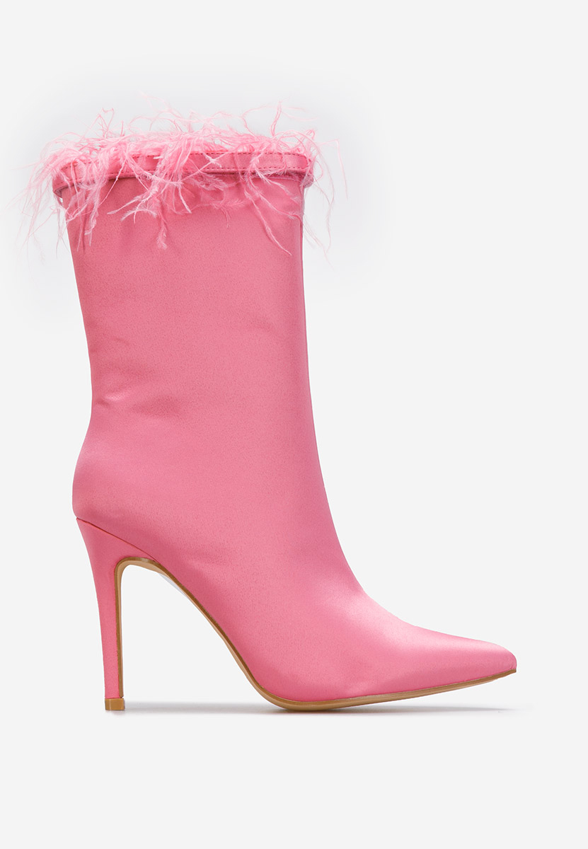 Aliseda rózsaszín rövidszárú magassarkú bokacsizma