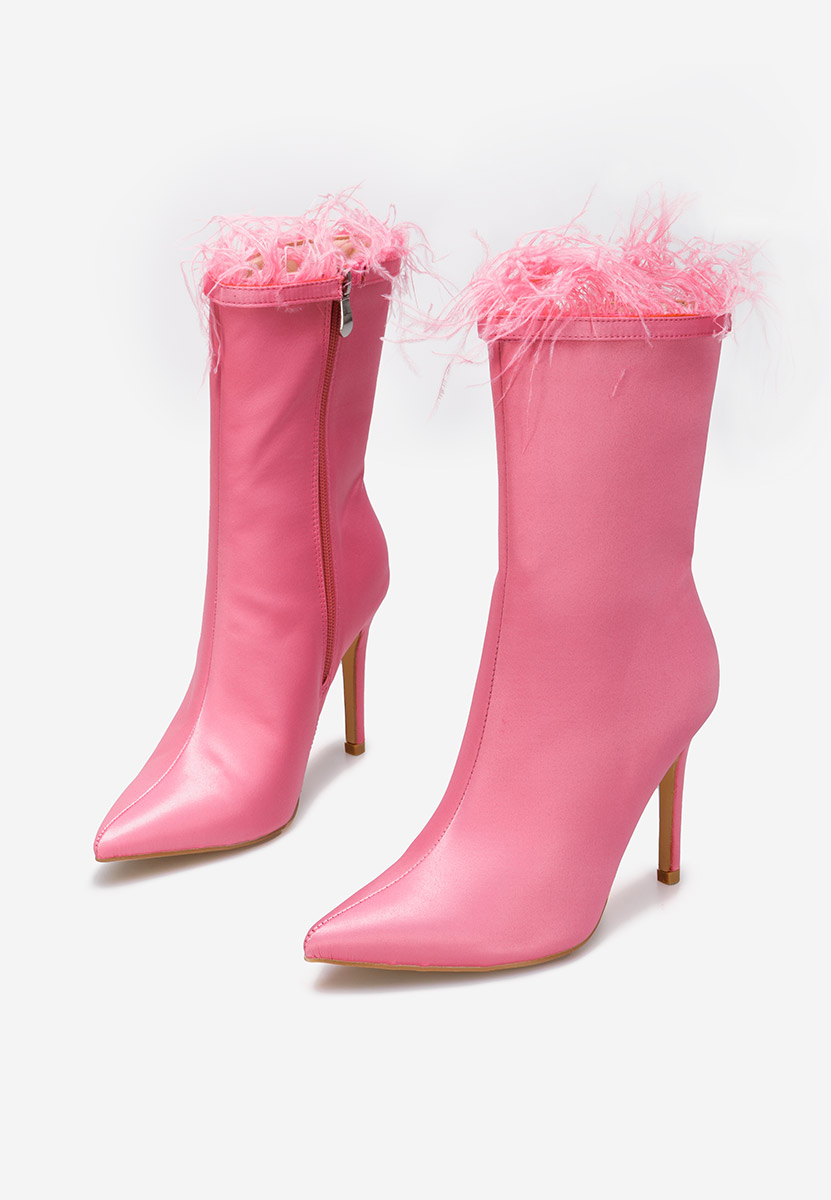 Aliseda rózsaszín rövidszárú magassarkú bokacsizma