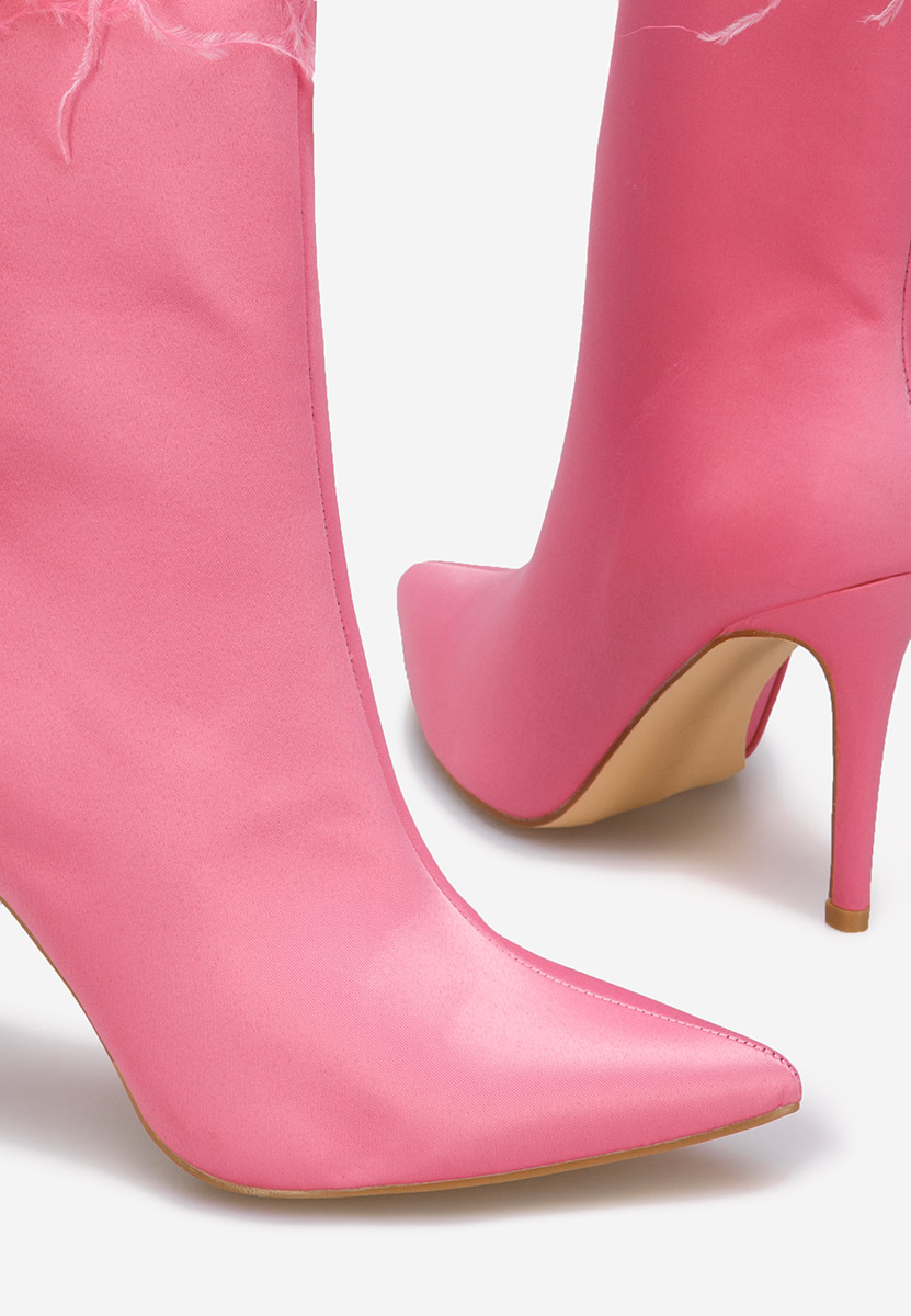 Aliseda rózsaszín rövidszárú magassarkú bokacsizma