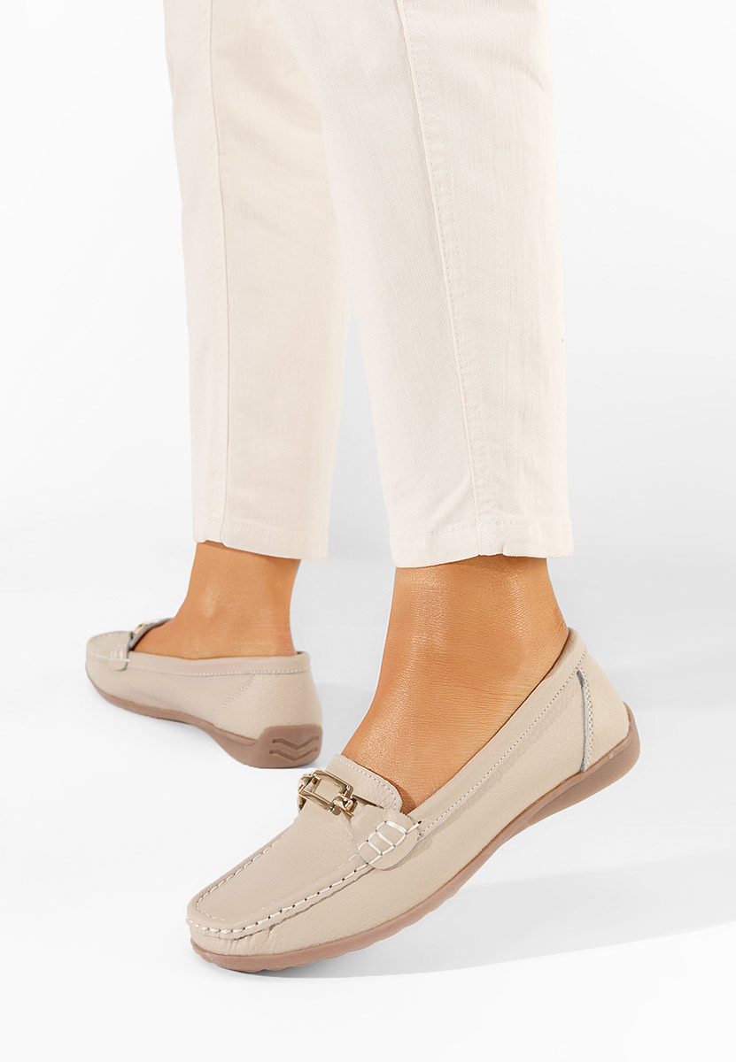 Celetina bézs bőr mokaszin női