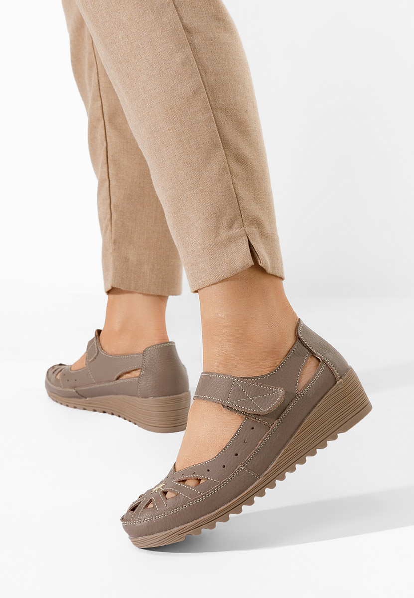 Cassina khaki balerina platform cipő