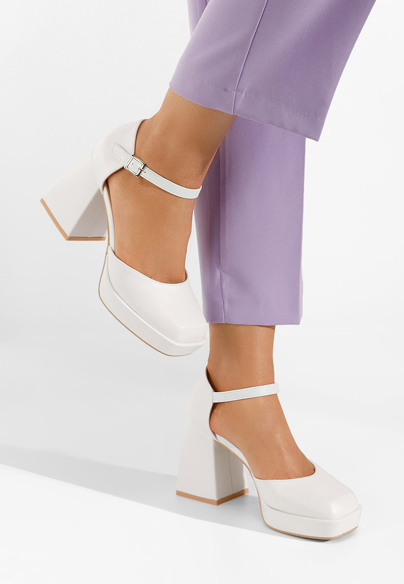 Monsa fehér vastag sarkú magassarkú 