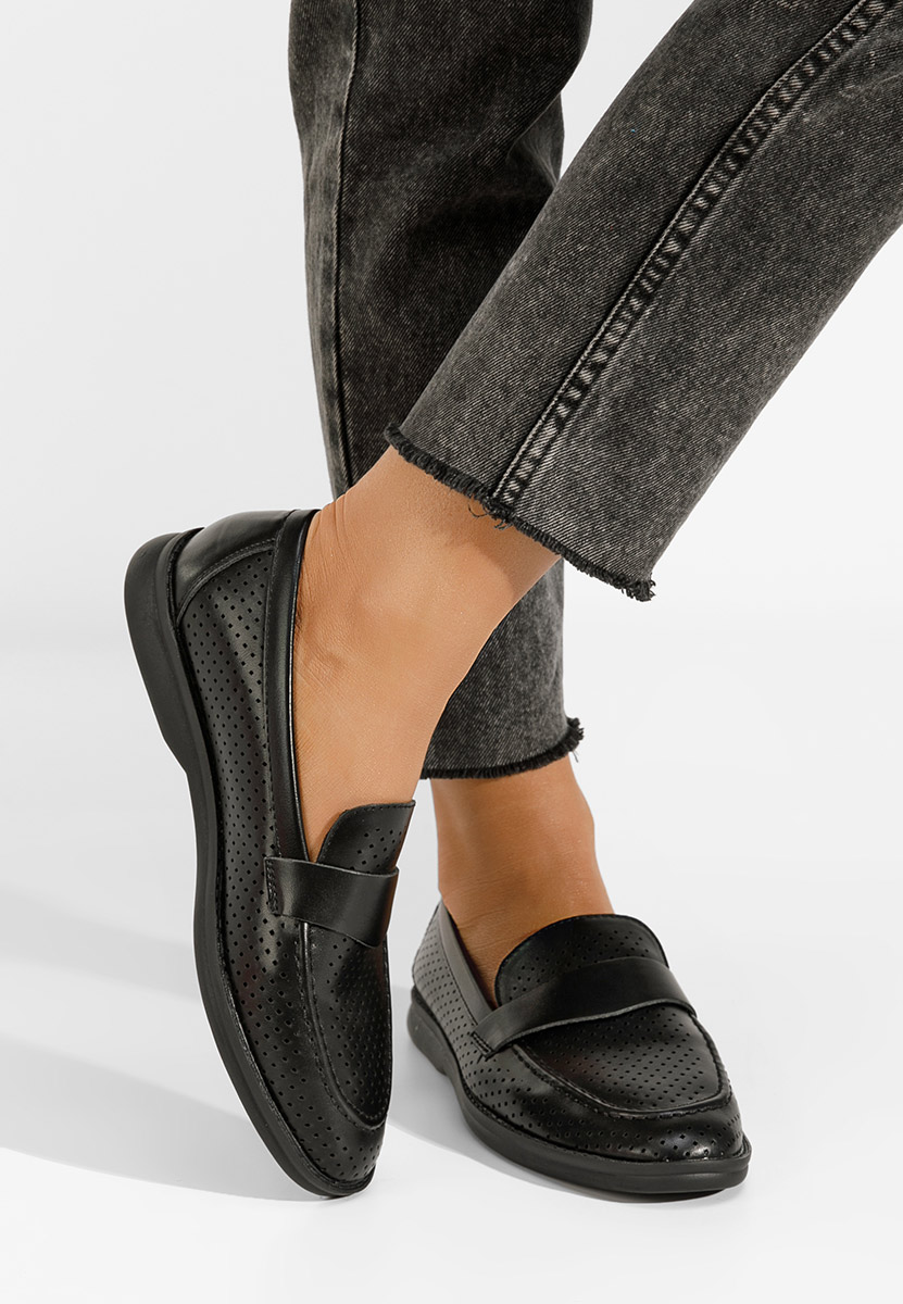 Morvana fekete női mokaszín