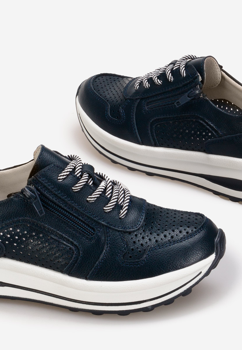 Cidra tengerészkék női bőr sneaker