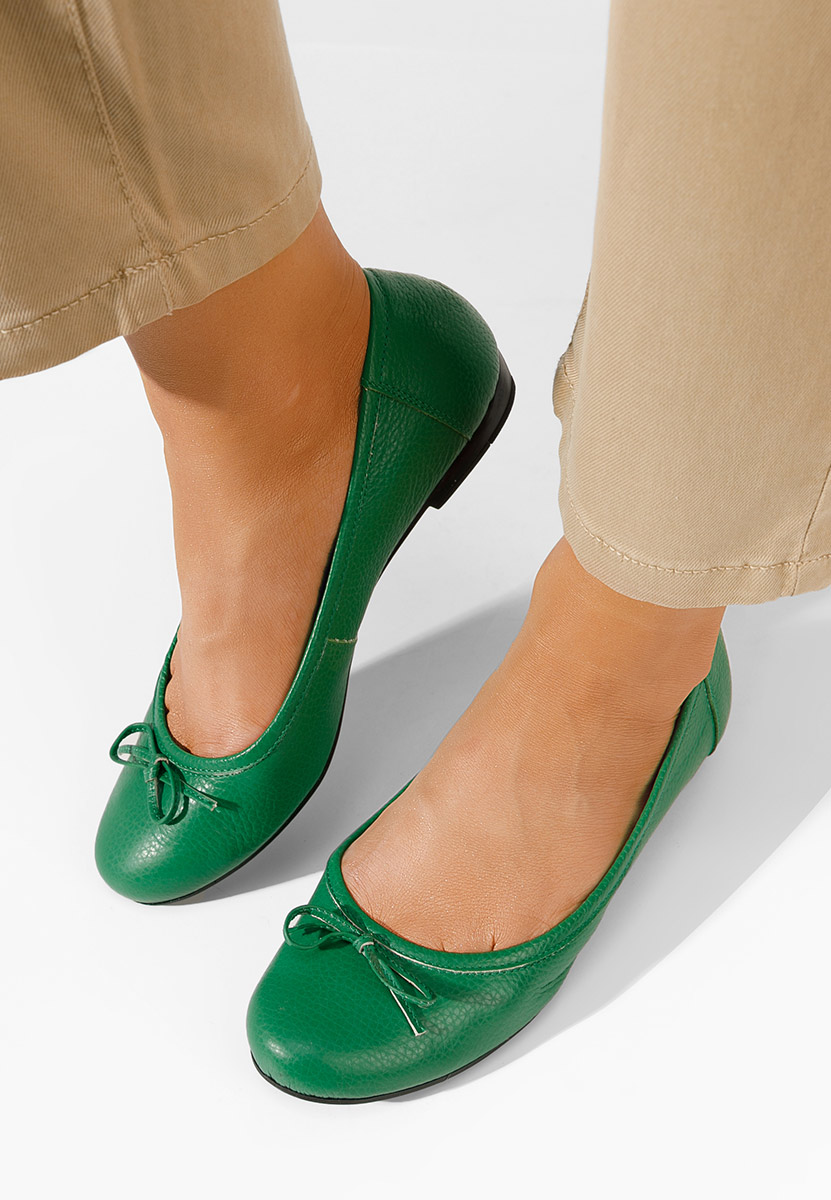 Beriana zöld bőr balerina cipő