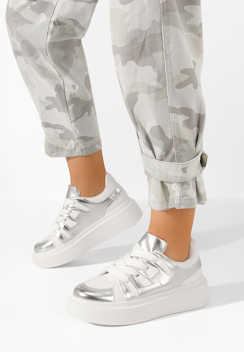 Cassatia ezüst telitalpú platform sneaker
