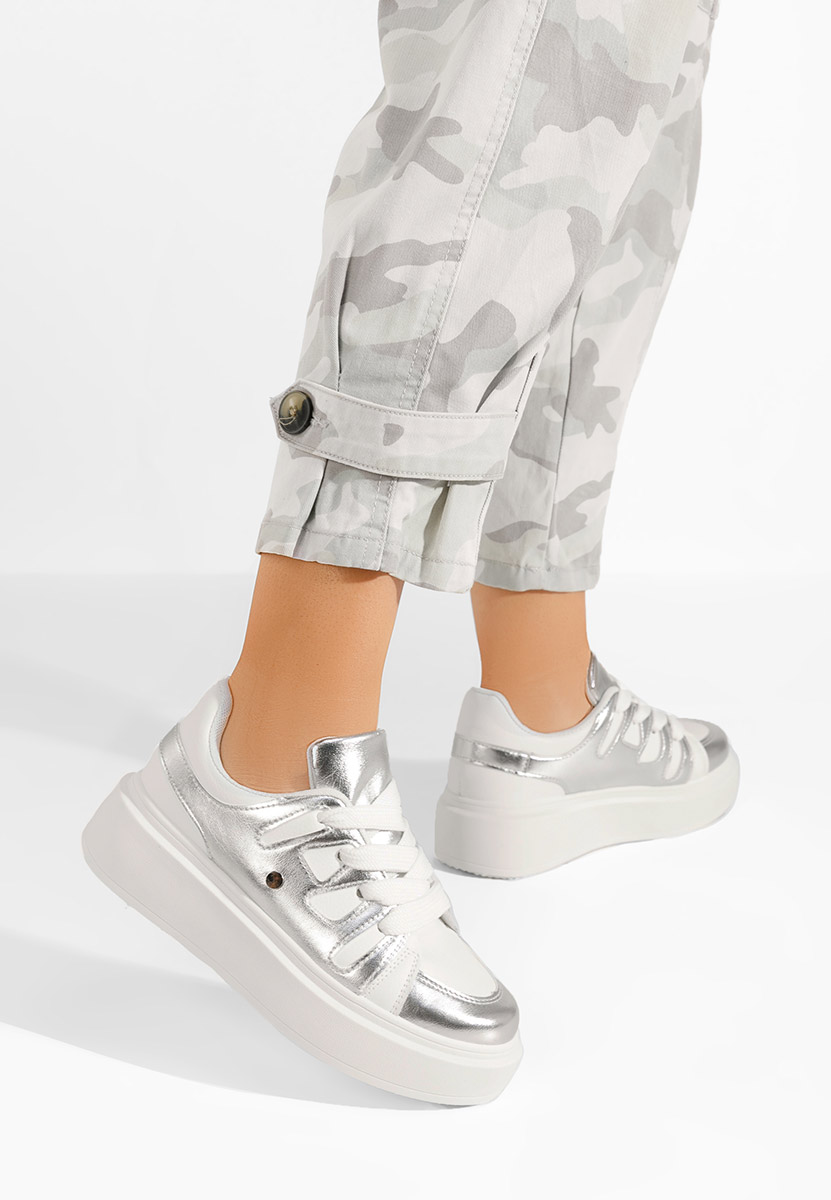 Cassatia ezüst telitalpú platform sneaker