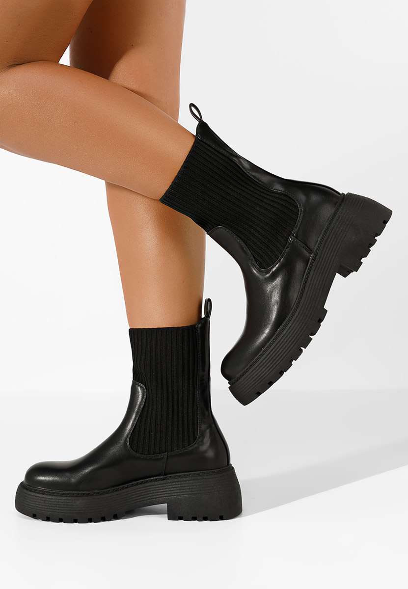 Ezora fekete női bokacsizma