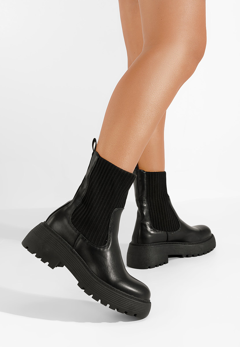 Ezora fekete női bokacsizma