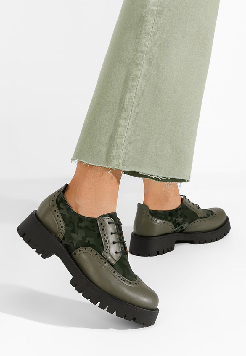 Varya khaki női brogue cipő