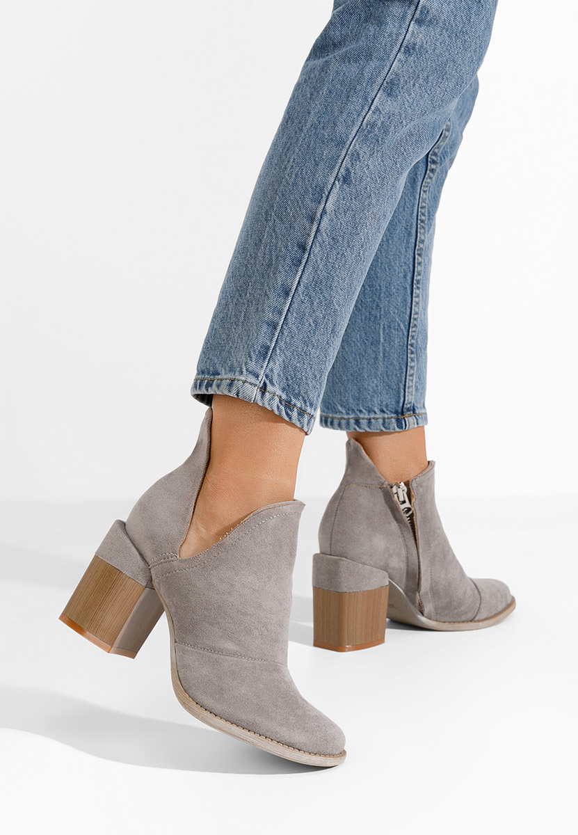 Odeisa szürke bokacsizma vastag sarokkal