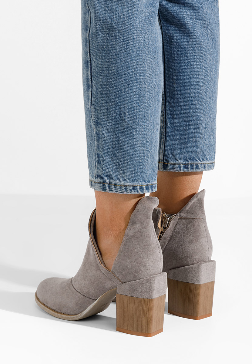 Odeisa szürke bokacsizma vastag sarokkal