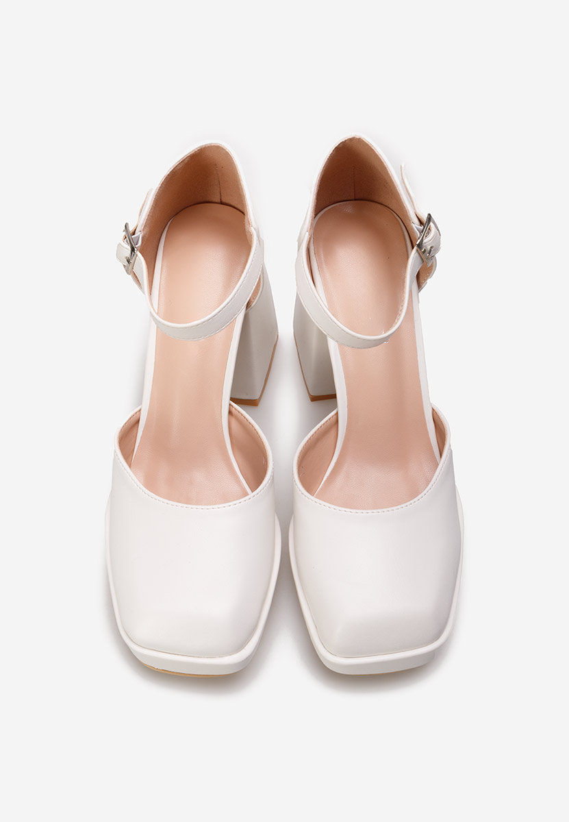 Monsa fehér vastag sarkú magassarkú 