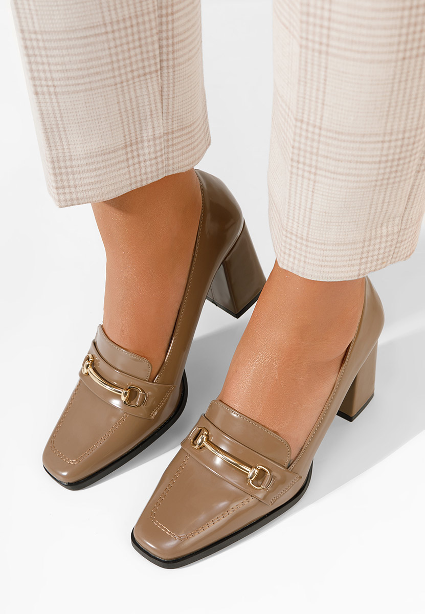 Noriana khaki női loafer cipő