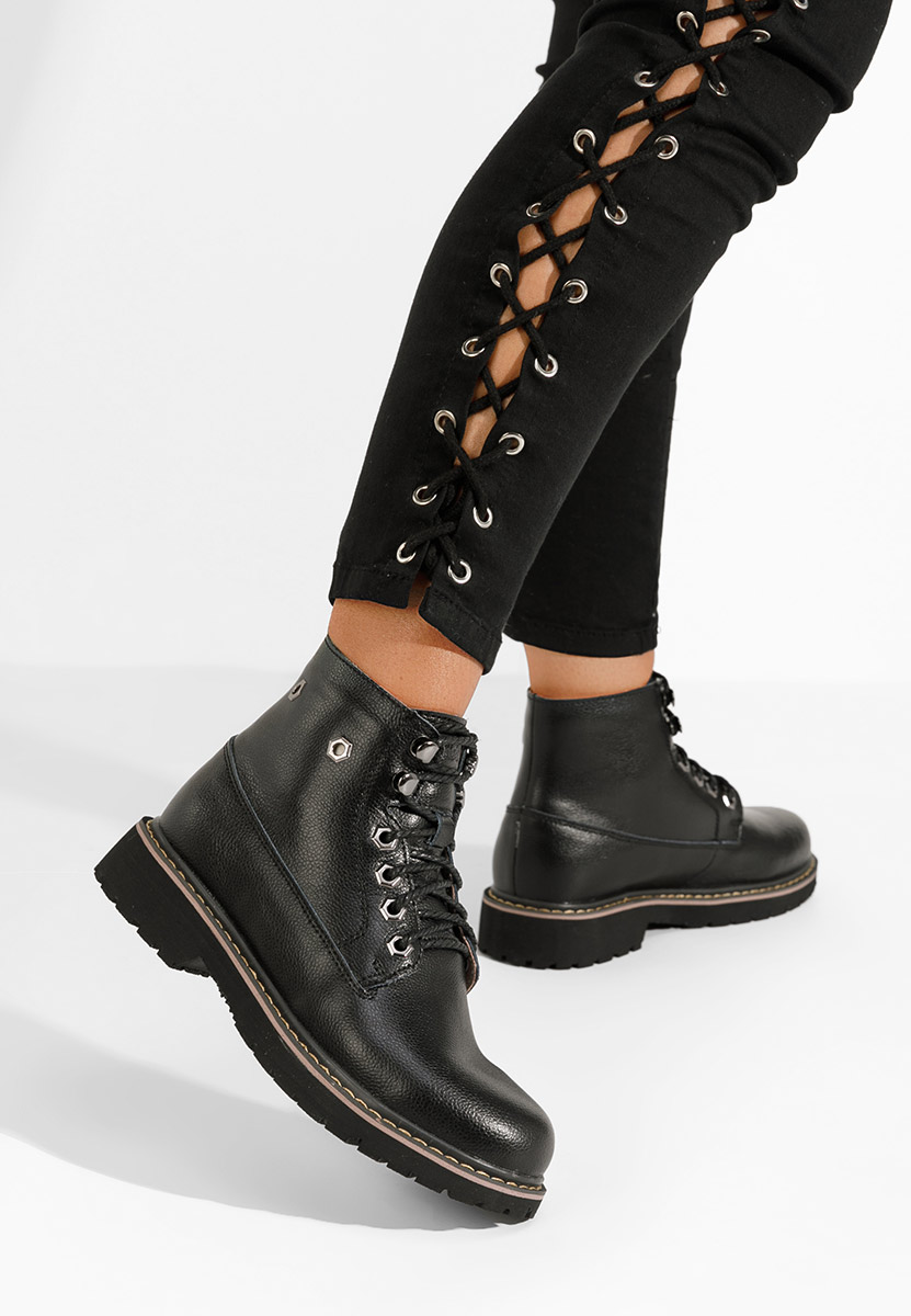 Arvina fekete női bőr bakancs