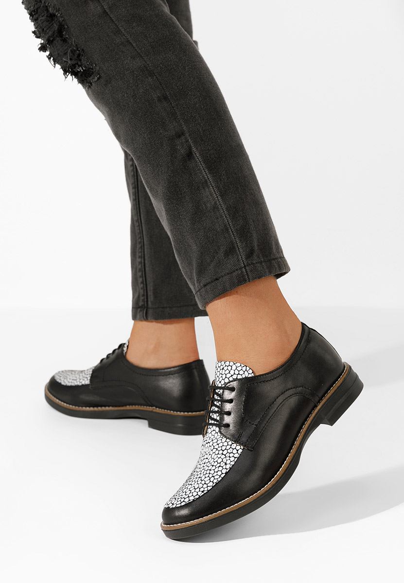 Radiant v5 fekete női bőr derby cipő
