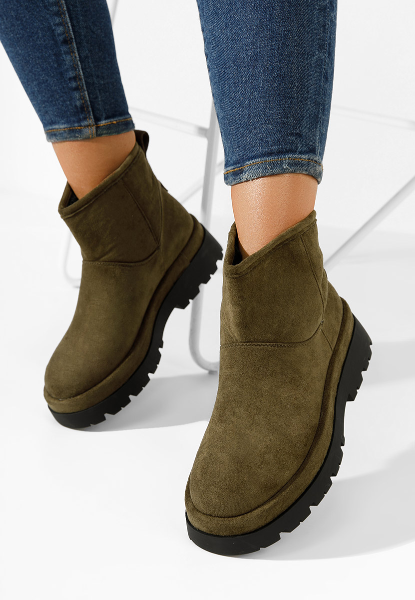 Tenderly zöld női téli bokacipő