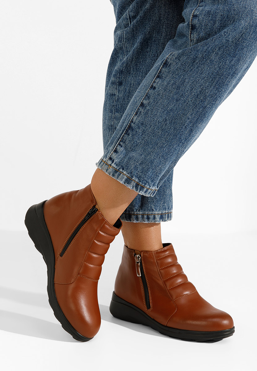 Soralia camel női bőr bokacsizma