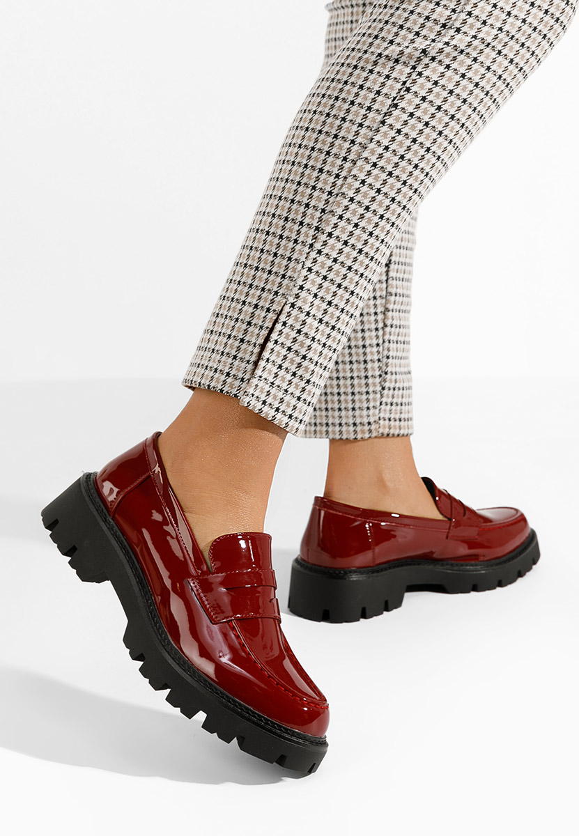 Zampa borvörös női telitalpú mokaszín