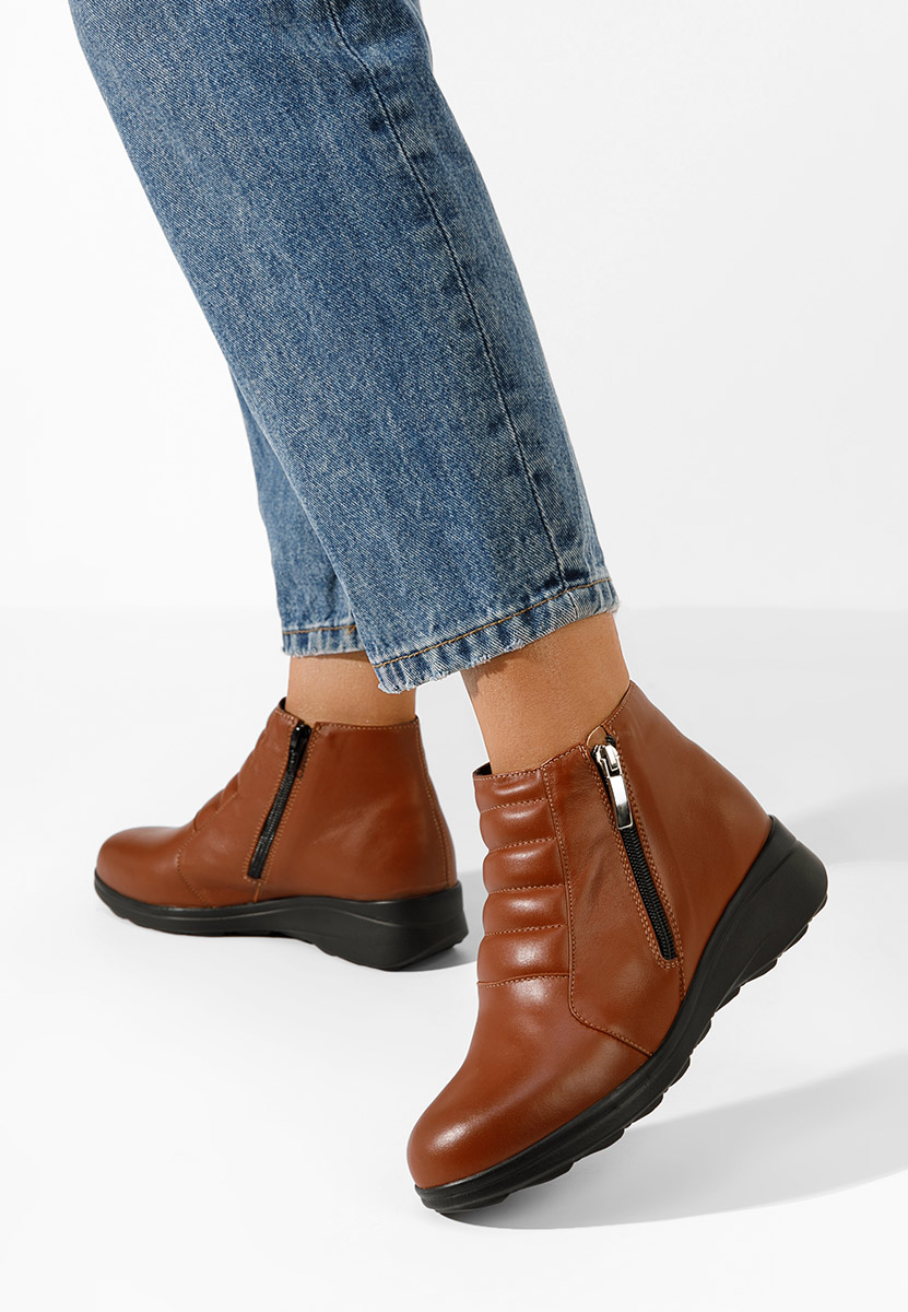 Soralia camel női bőr bokacsizma