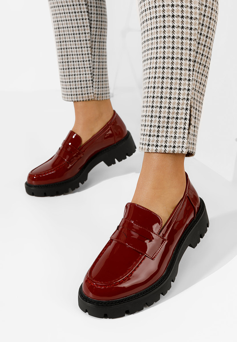 Zampa borvörös női telitalpú mokaszín