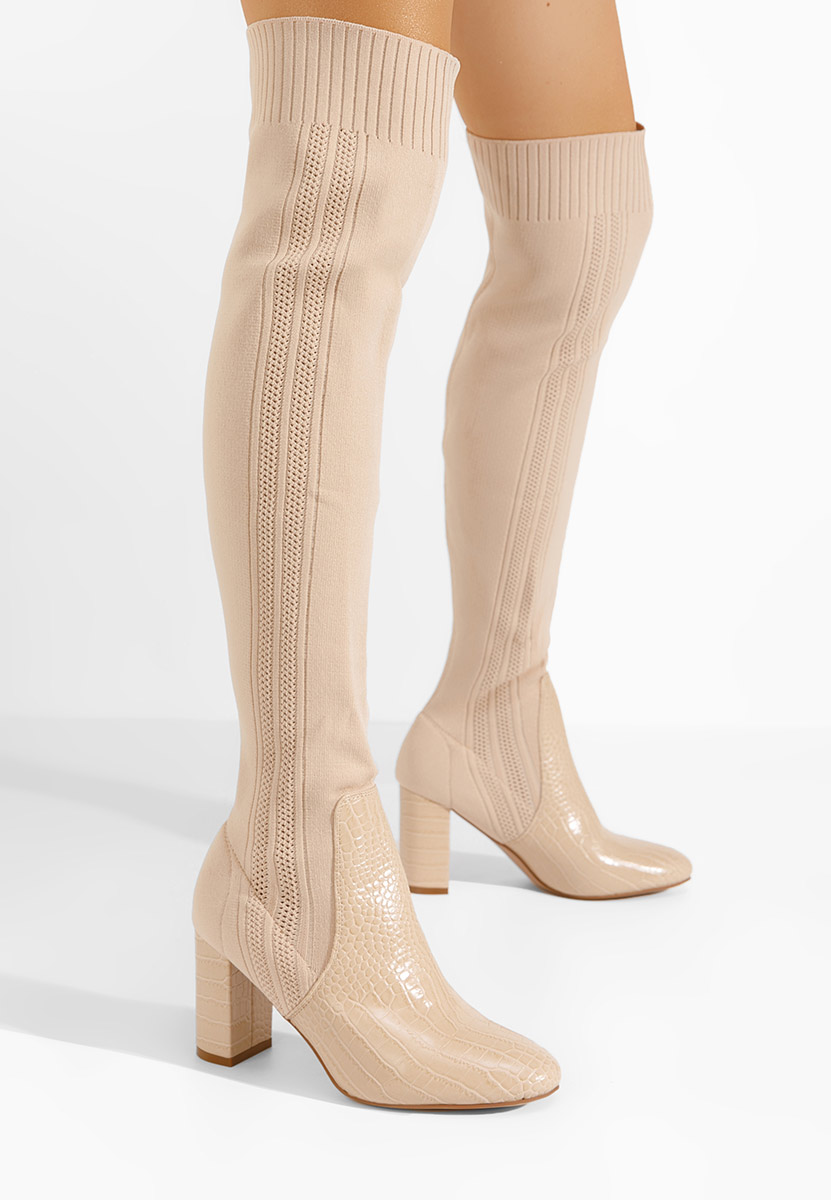 Marotta bézs hosszú szárú magassarkú csizma 