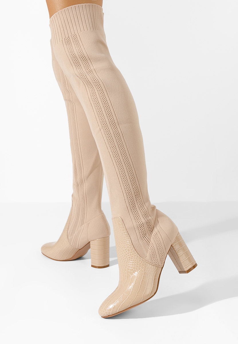 Marotta bézs hosszú szárú magassarkú csizma 