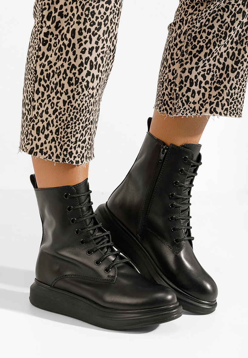 Cabera fekete női bőr bokacsizma