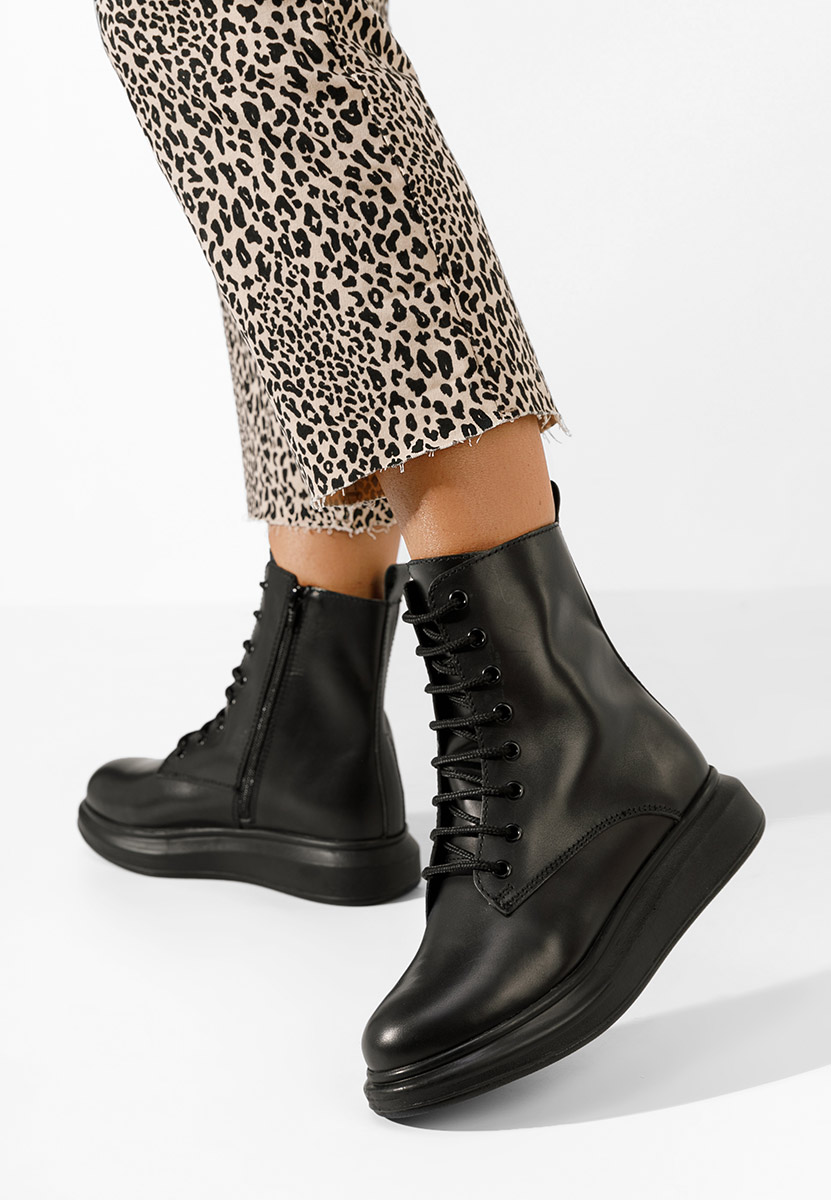 Cabera fekete női bőr bokacsizma