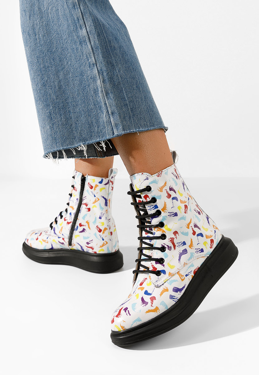 Cabera fehér női bőr bokacsizma