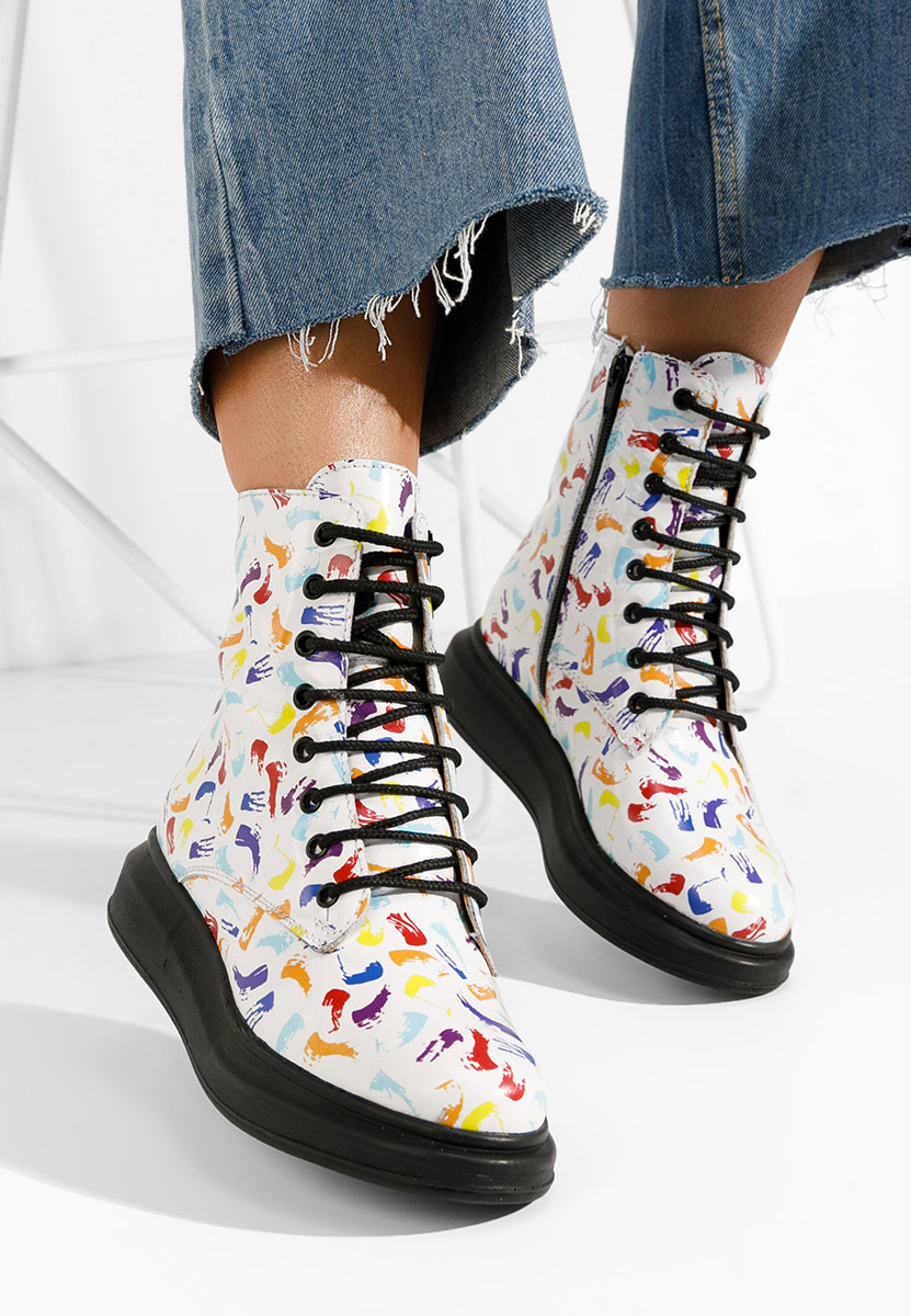 Cabera fehér női bőr bokacsizma