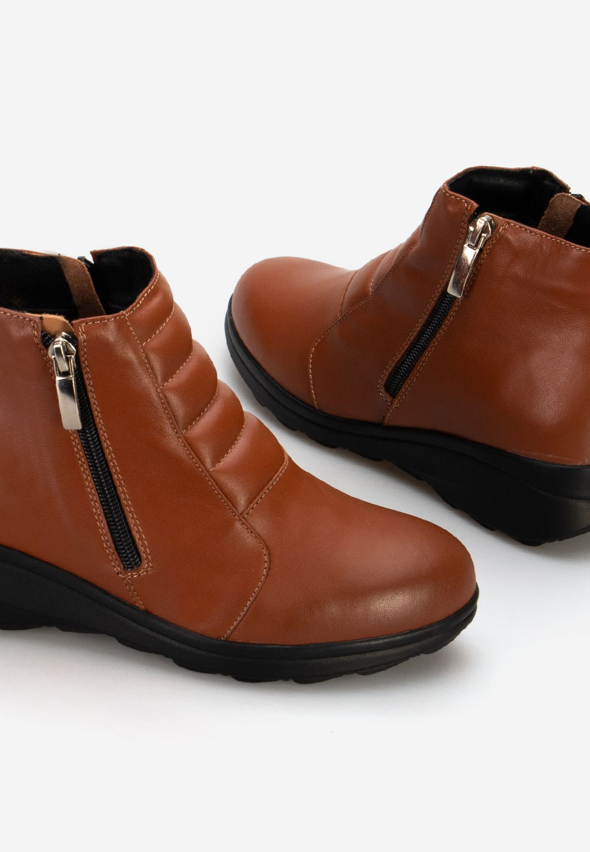 Soralia camel női bőr bokacsizma