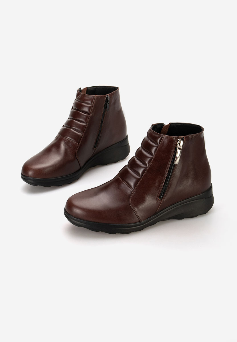 Soralia barna női bőr bokacsizma