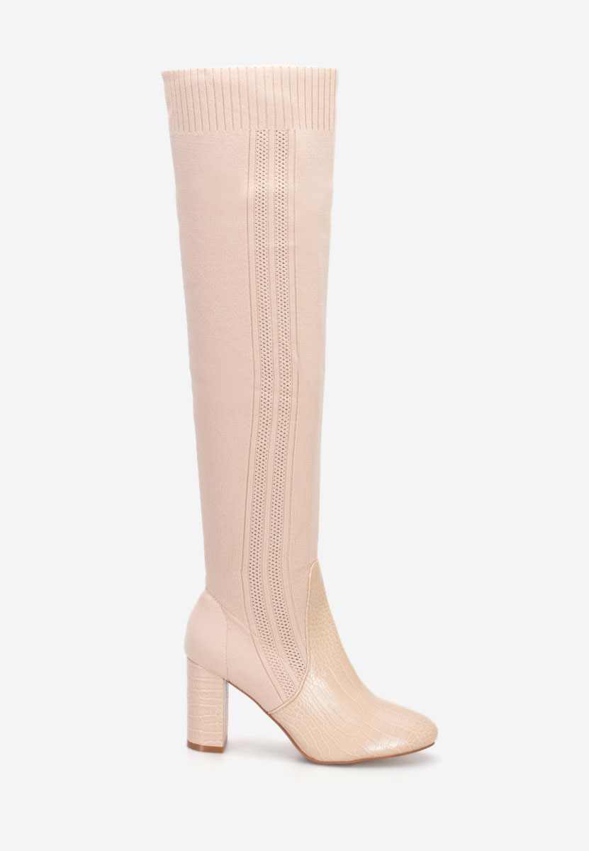 Marotta bézs hosszú szárú magassarkú csizma 